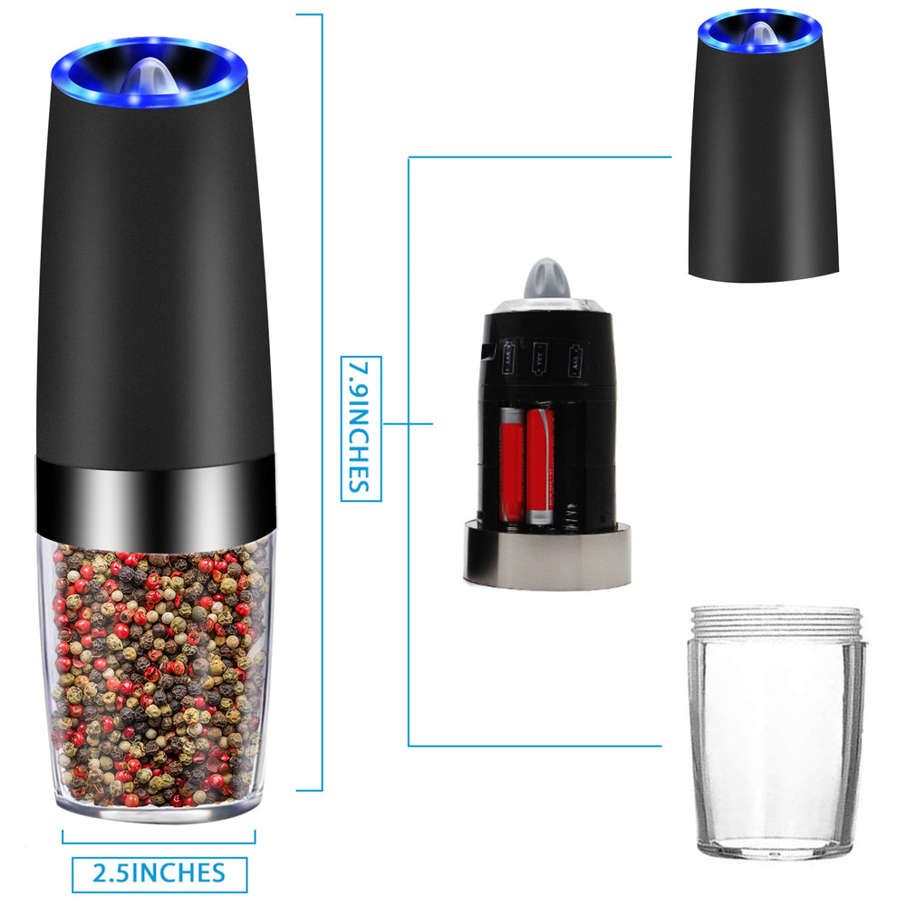 Electric Gravity Sensor Automatic Salt, Pepper, and Spice Grinder