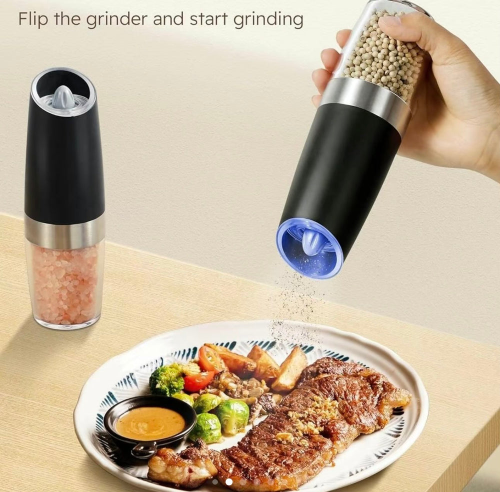 Electric Gravity Sensor Automatic Salt, Pepper, and Spice Grinder